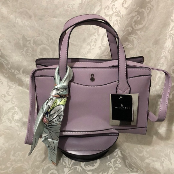 London Fog Handbags - London Fog Lavender Purse w Detachable and Adjustable Crossbody Shoulder…